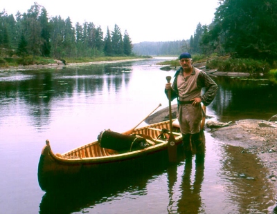 Wright and bark canoe 1